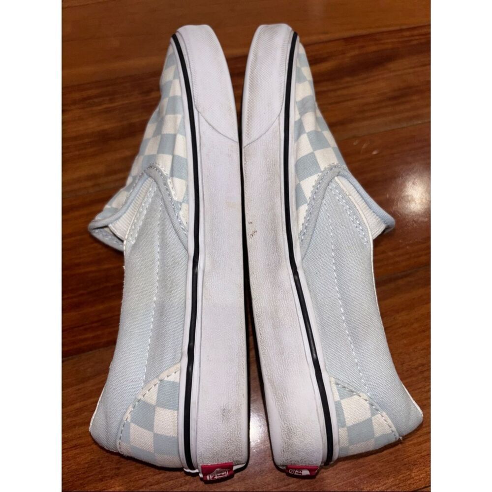 Vans Slip-On Checkerboard Sneakers - Light Blue & White Mens size 6 - Picture 6 of 9